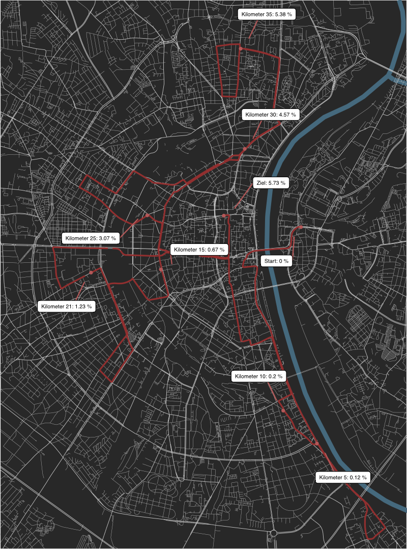 Map of DNFs at Cologne Marathon